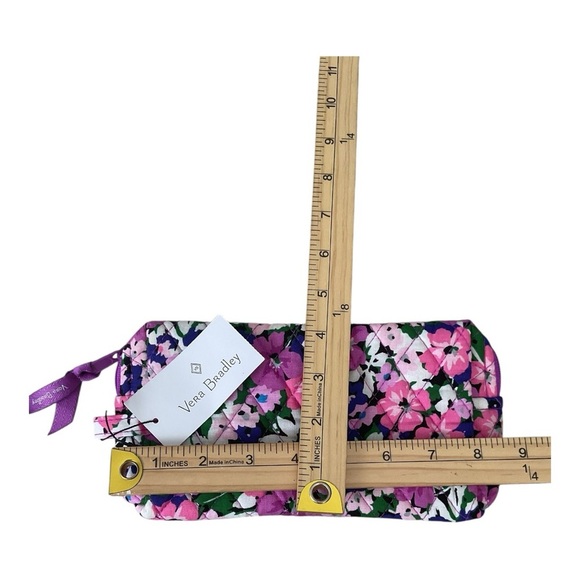 Vera Bradley Floral Cosmetic Bag NWT Quilted Makeup Pouch Purple Pink - Picture 4 of 4
